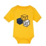 בגד גוף לתינוקות צהוב שרוול קצר MTA קוביות 2024-25